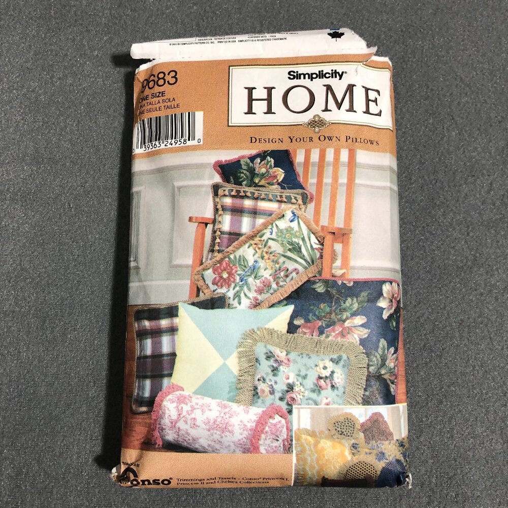 Simplicity 9683 HOME Pillow Pattern Design Your Own Cushions Fringe Trim